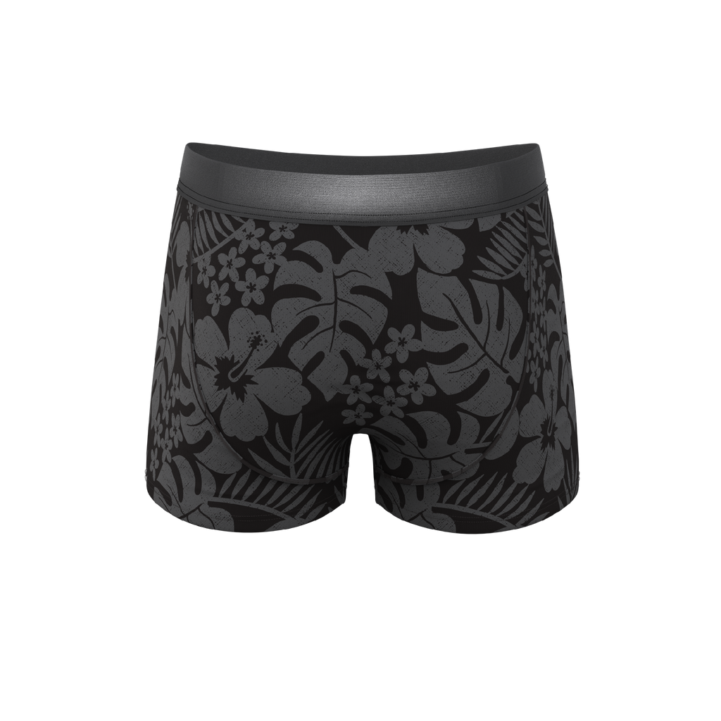 The Midnight Flora | Black Tonal Tropical Ball Hammock® Pouch Trunks Underwear - Shinesty