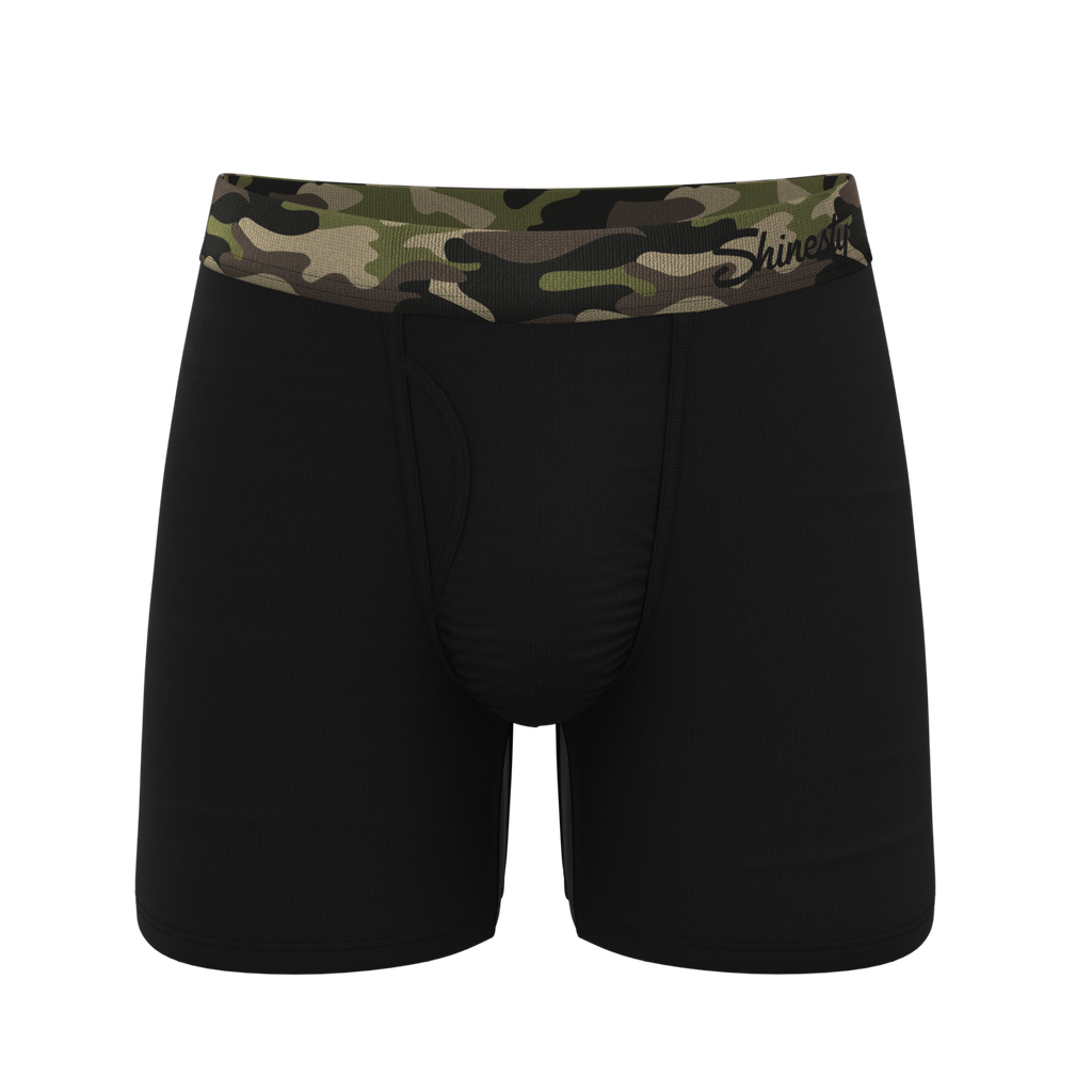 The Midnights | Black and Camo Ball Hammock® Pouch Underwear With Fly - Shinesty