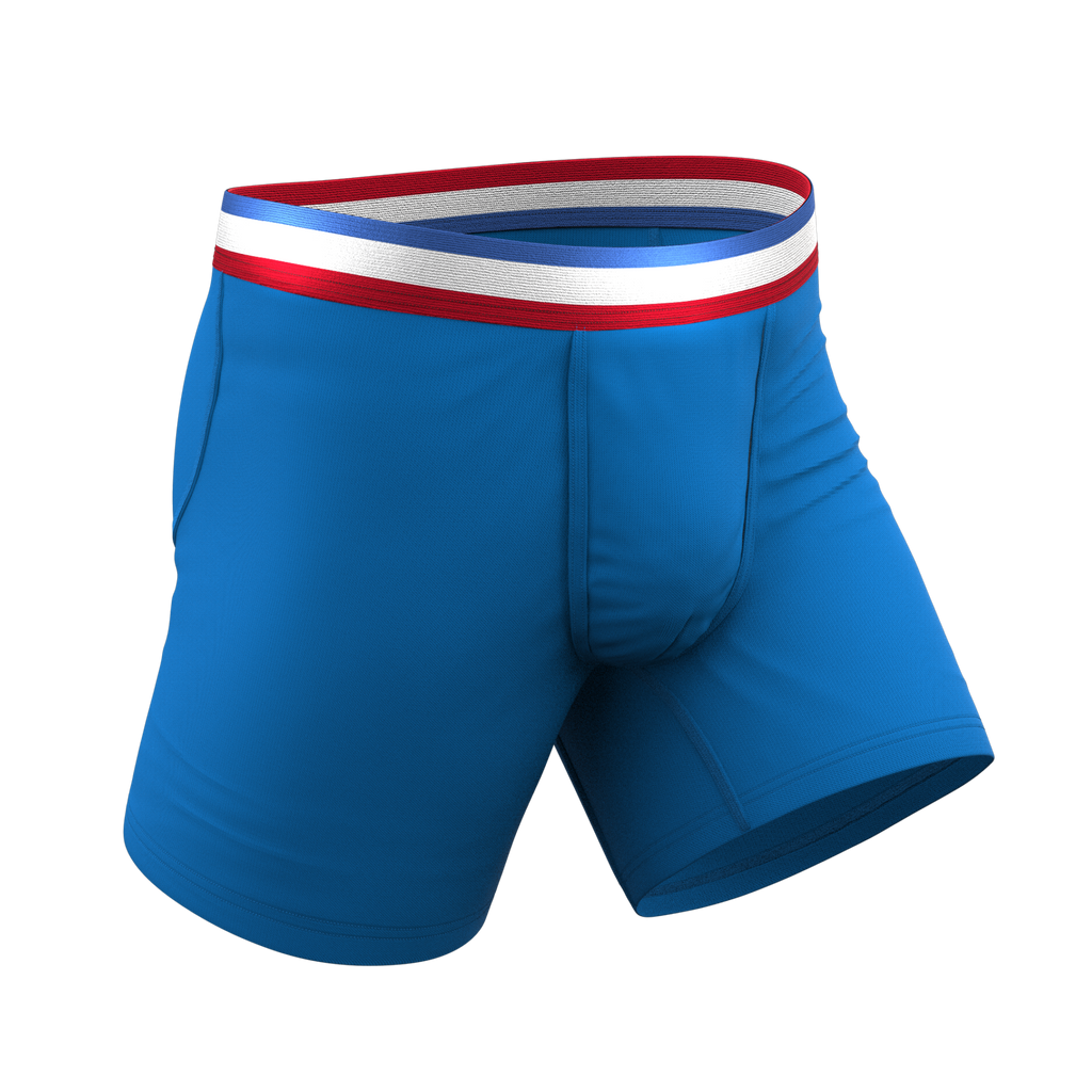 The Morning Glory | Blue with USA Waistband Ball Hammock® Pouch Underwear - Shinesty