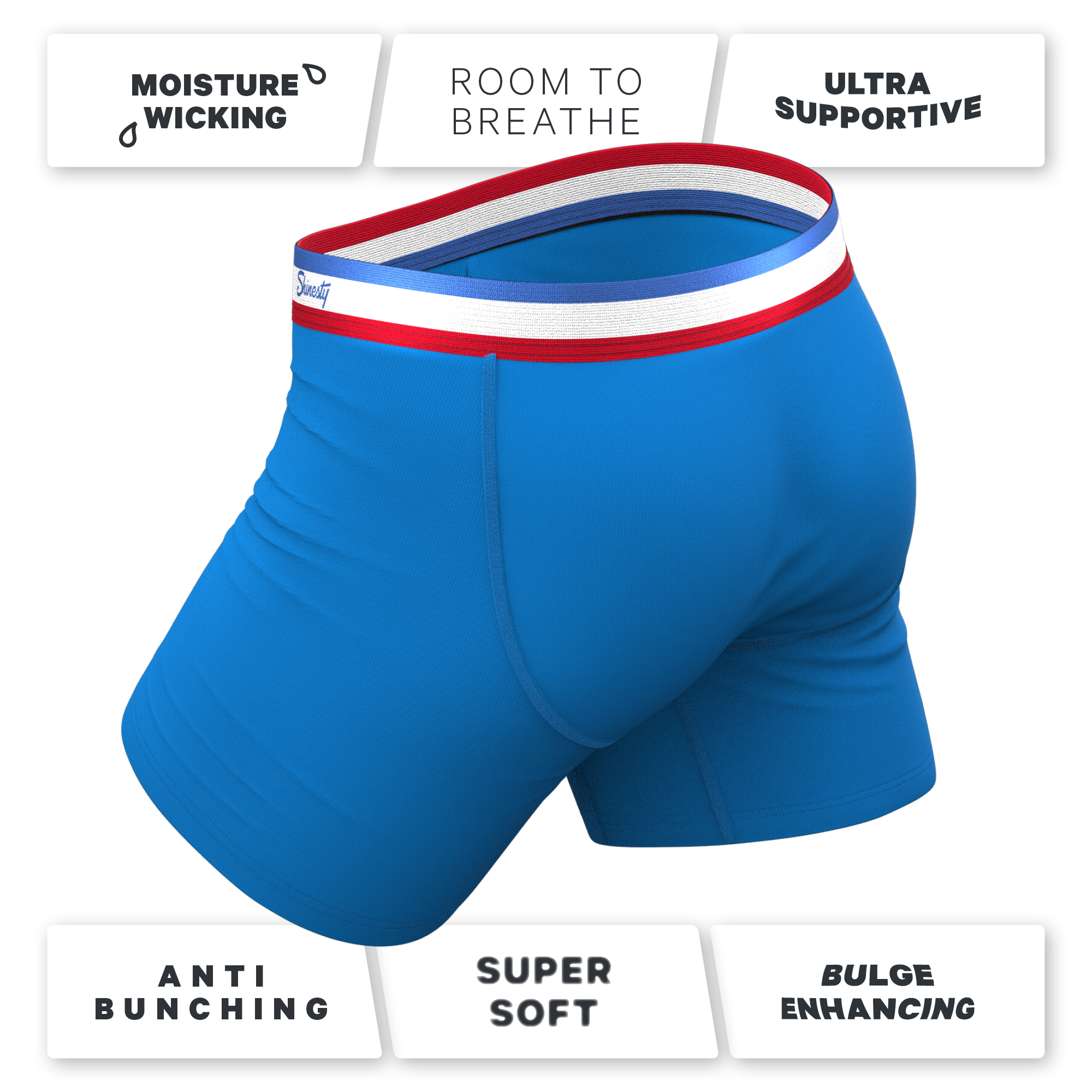 The Morning Glory | Blue with USA Waistband Ball Hammock® Pouch Underwear - Shinesty