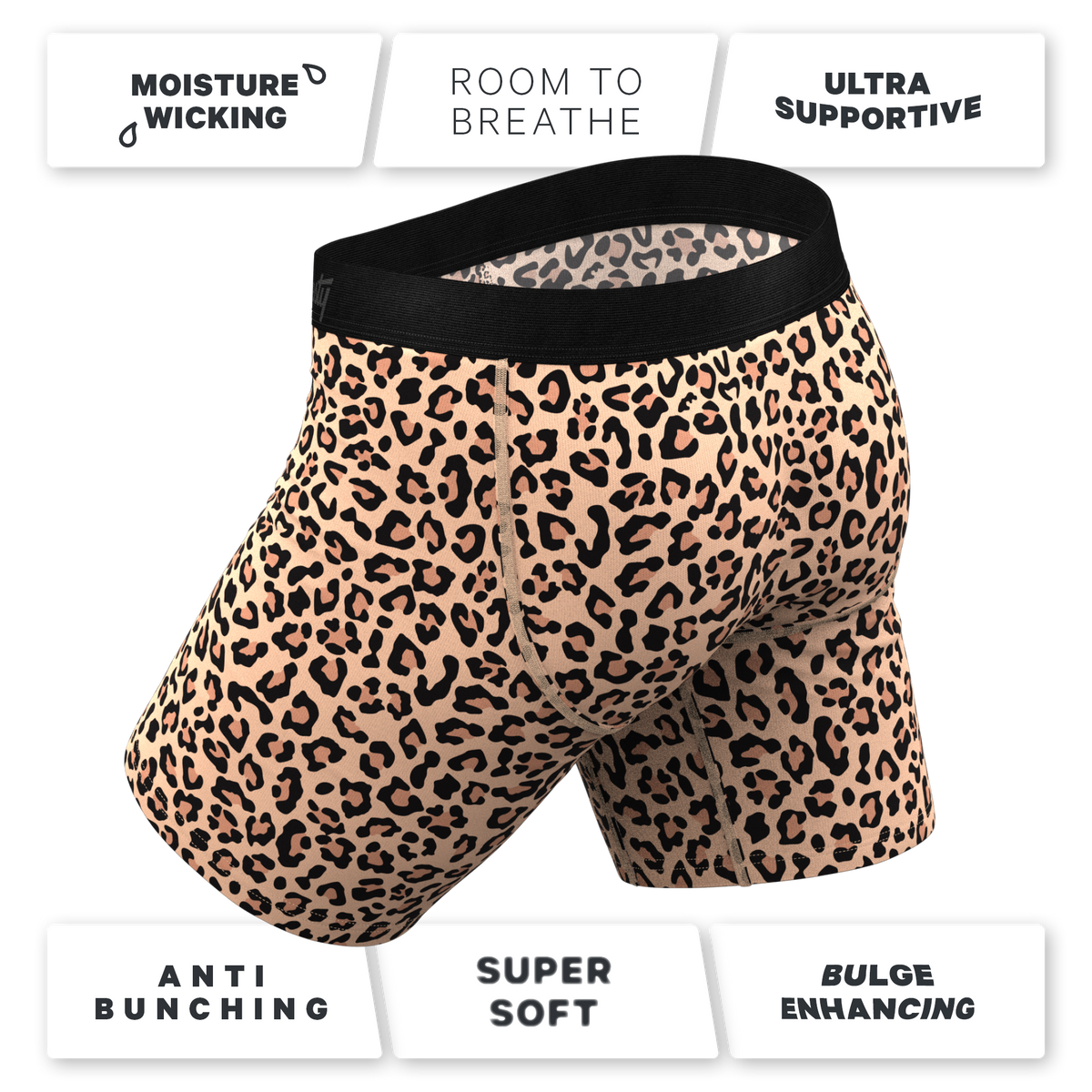 The Most Def | Leopard Print Ball Hammock® Boxer - Long Leg - Shinesty