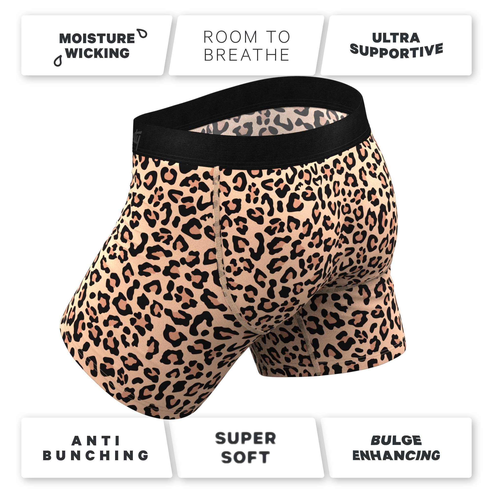 The Most Def | Leopard Print Ball Hammock® Pouch Underwear With Fly - Shinesty