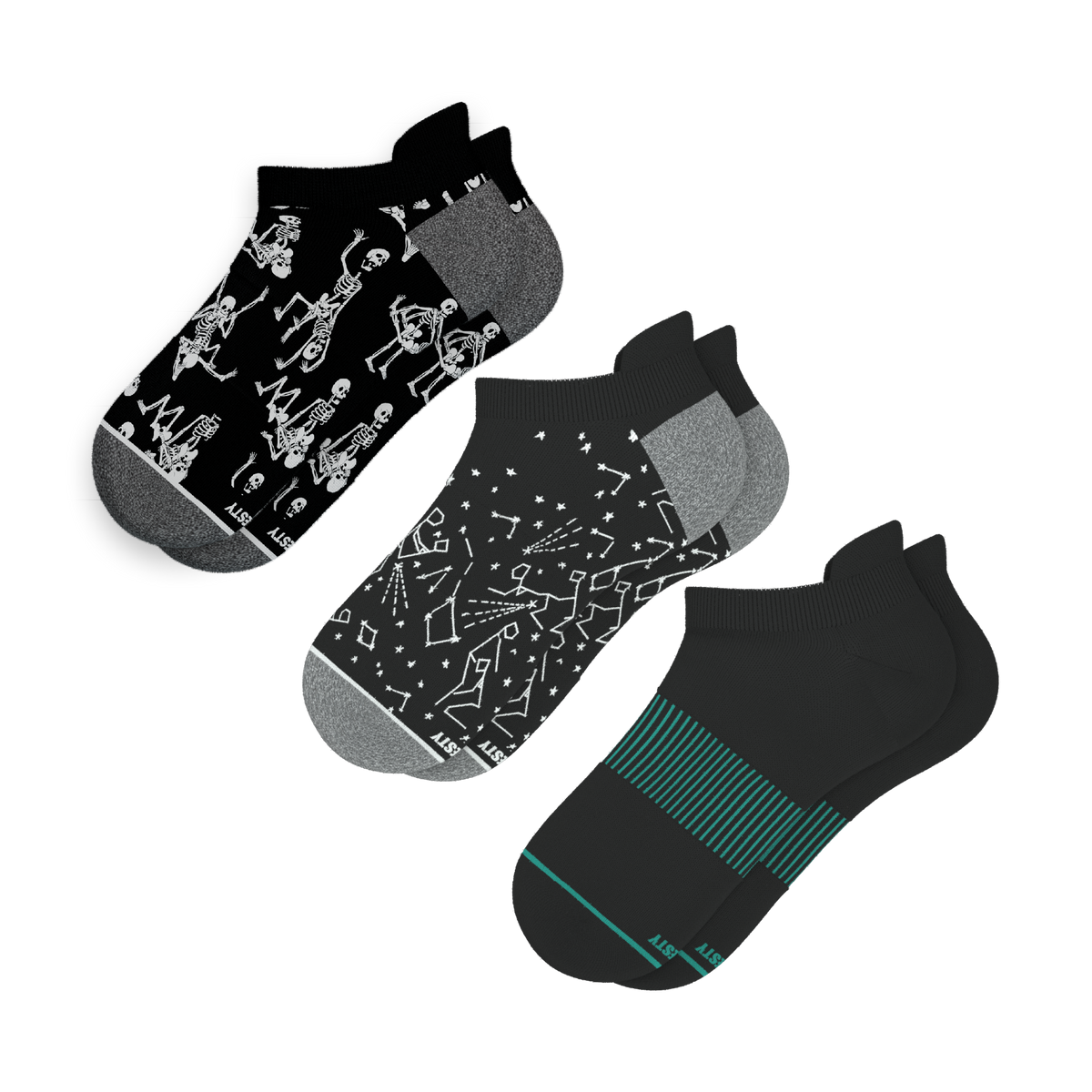 The Mostly Black | Heel Hammock™ Ankle Socks 3 Pack - Shinesty