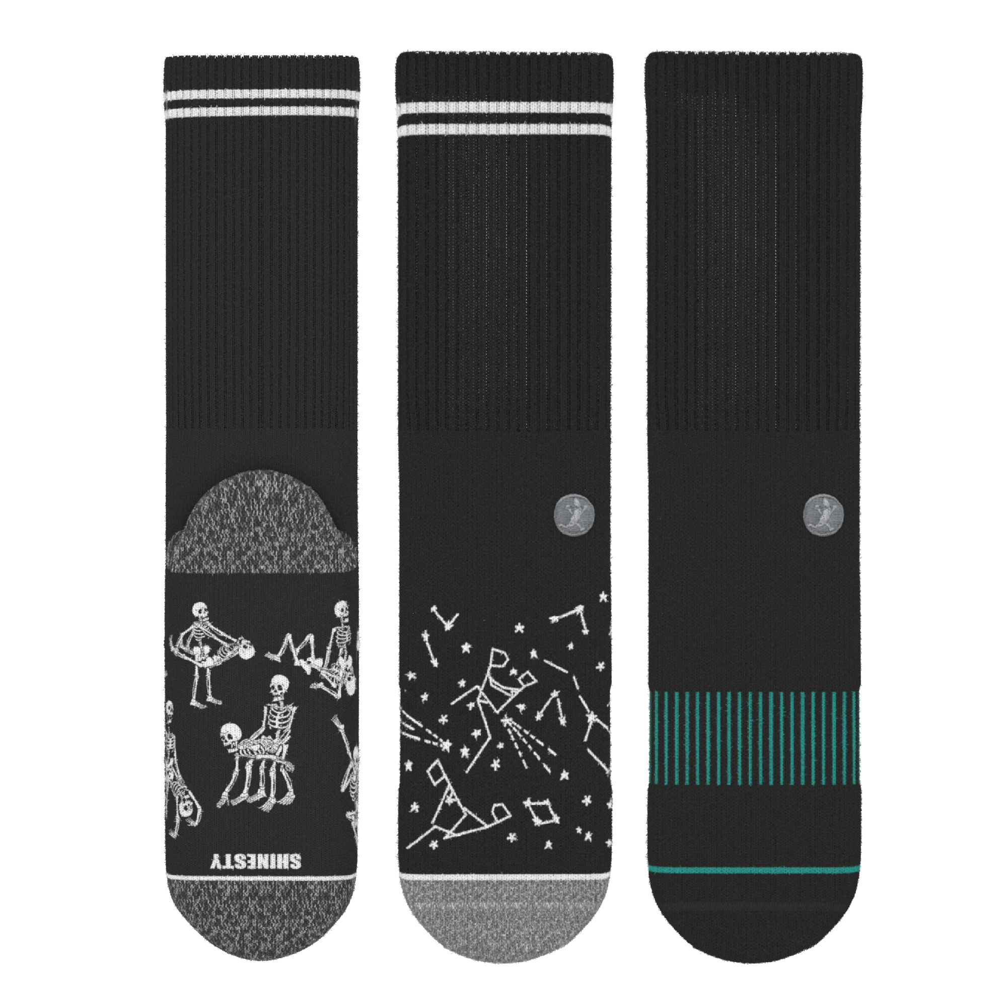 The Mostly Black | Heel Hammock™ Crew Socks 3 Pack - Shinesty