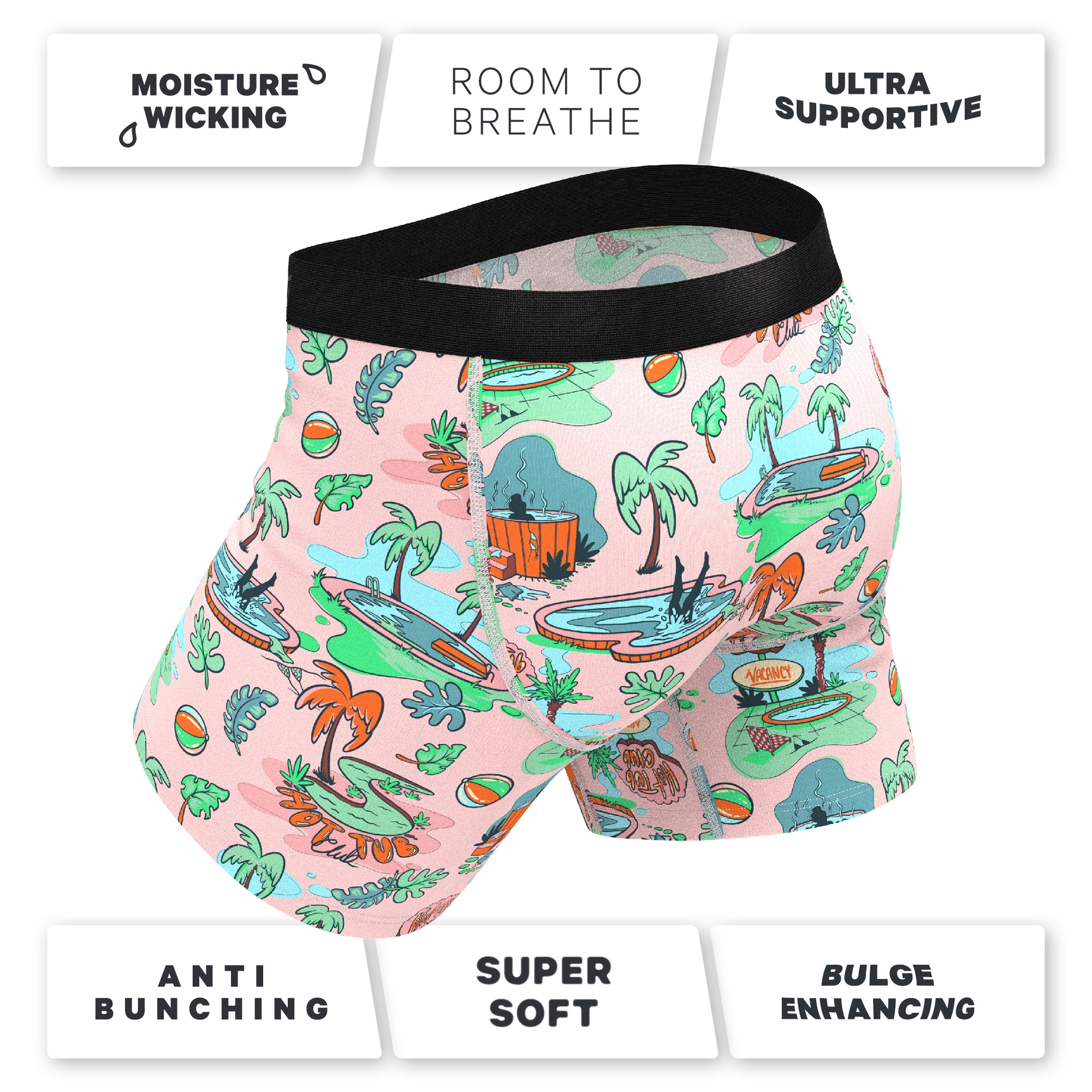 The Motel Hotel | Palm Springs Tropical Ball Hammock® Pouch Underwear With Fly - Shinesty