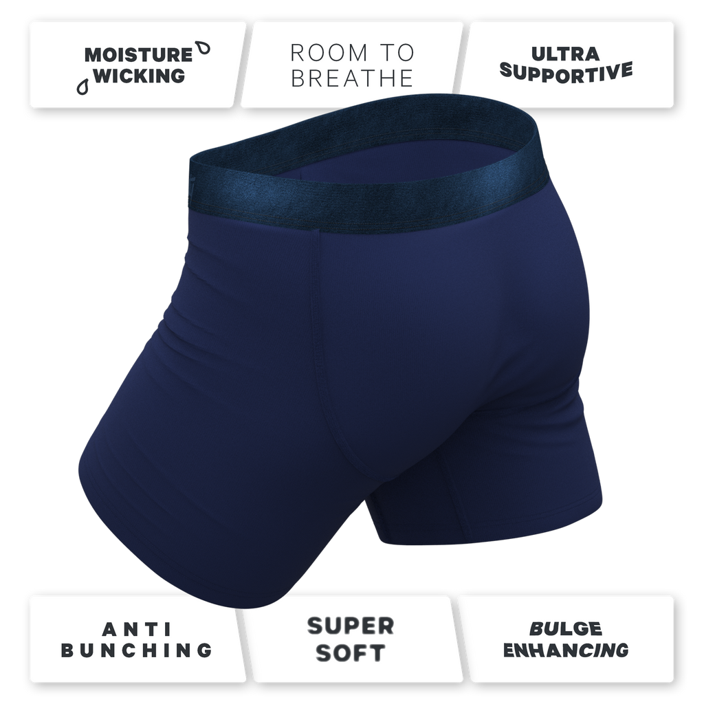 The Navy Jones | Tonal Navy Ball Hammock® Pouch Underwear With Fly - Shinesty