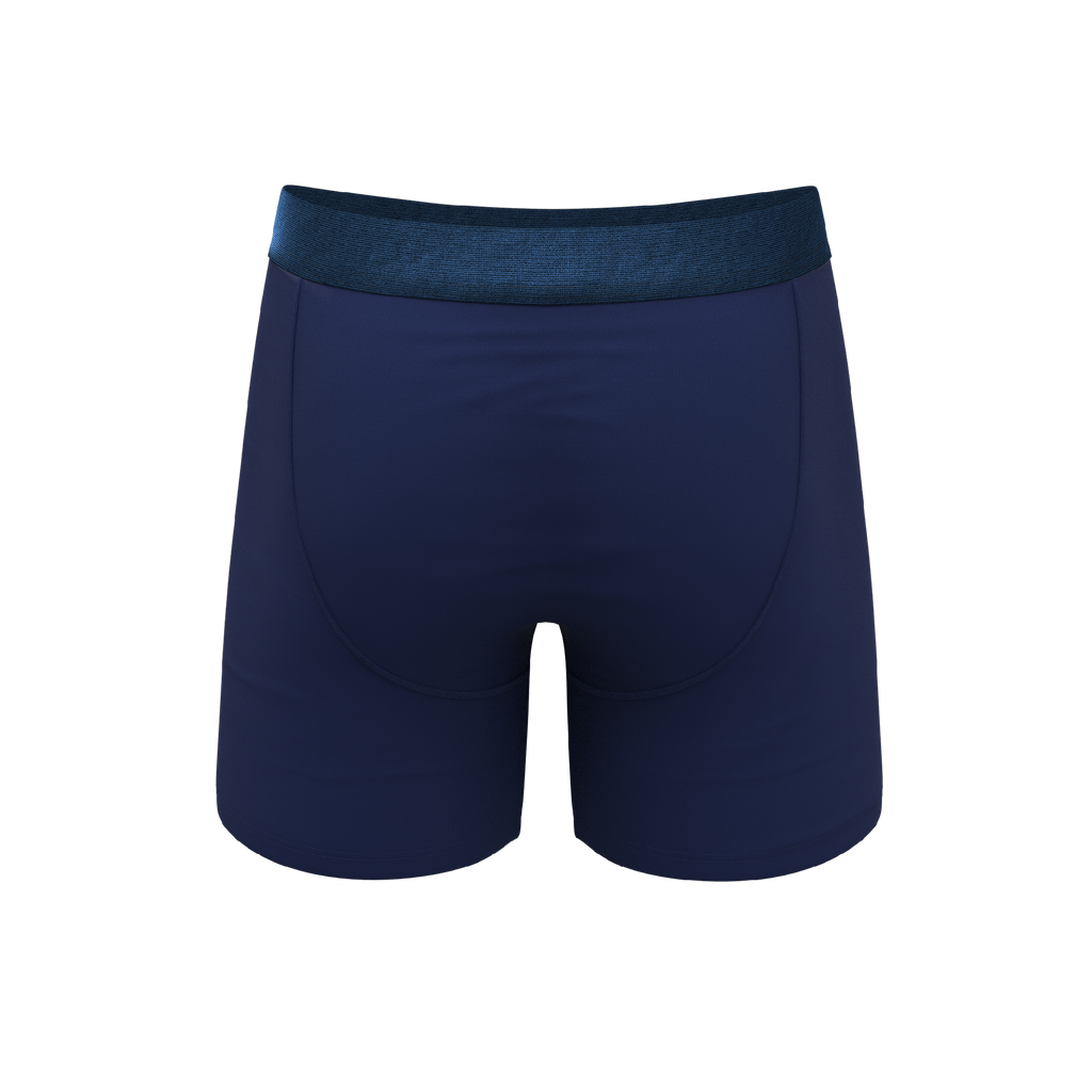 The Navy Jones | Tonal Navy Ball Hammock® Pouch Underwear With Fly - Shinesty