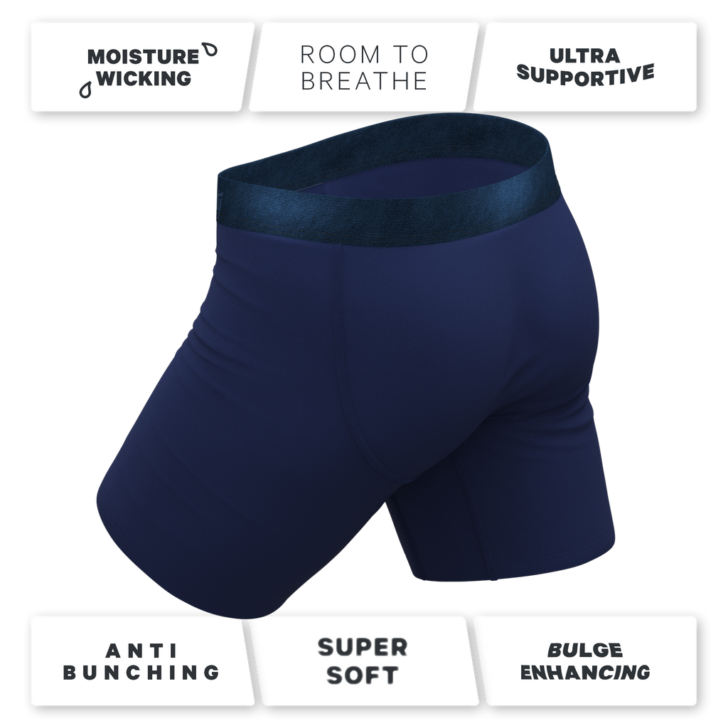 The Navy Jones | Tonal Navy Ball Hammock® Boxer - Long Leg - Shinesty
