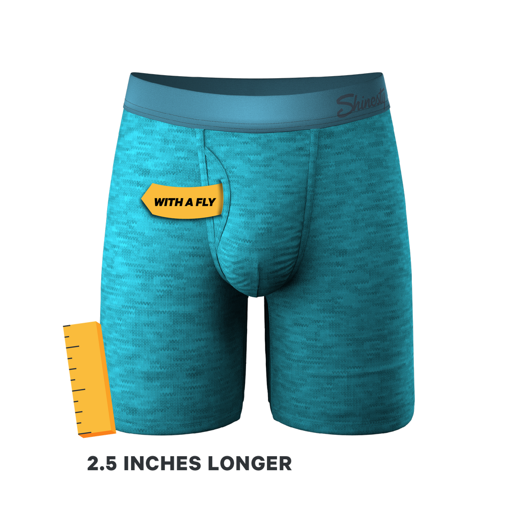 The Nerves of Teal | Teal Heather Ball Hammock® Boxer - Long Leg - Shinesty