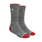 The Nice Cockerel | Heather Gray and Red Heel Hammock™ Crew Socks - Shinesty