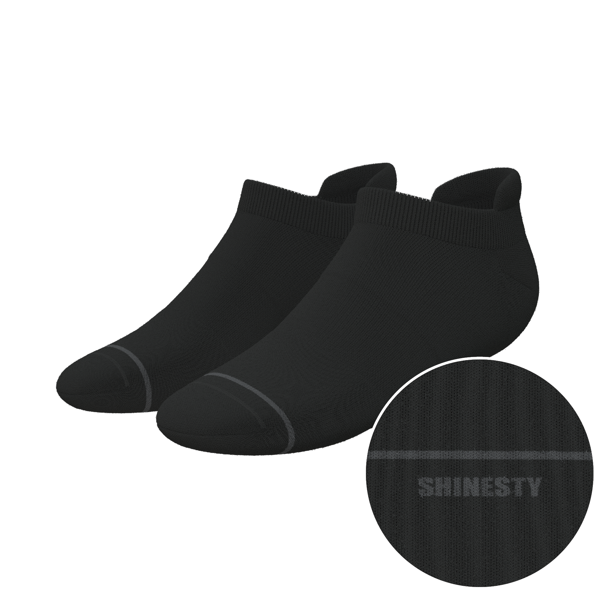 The Night Op | Plain Black Heel Hammock™ Ankle Socks - Shinesty
