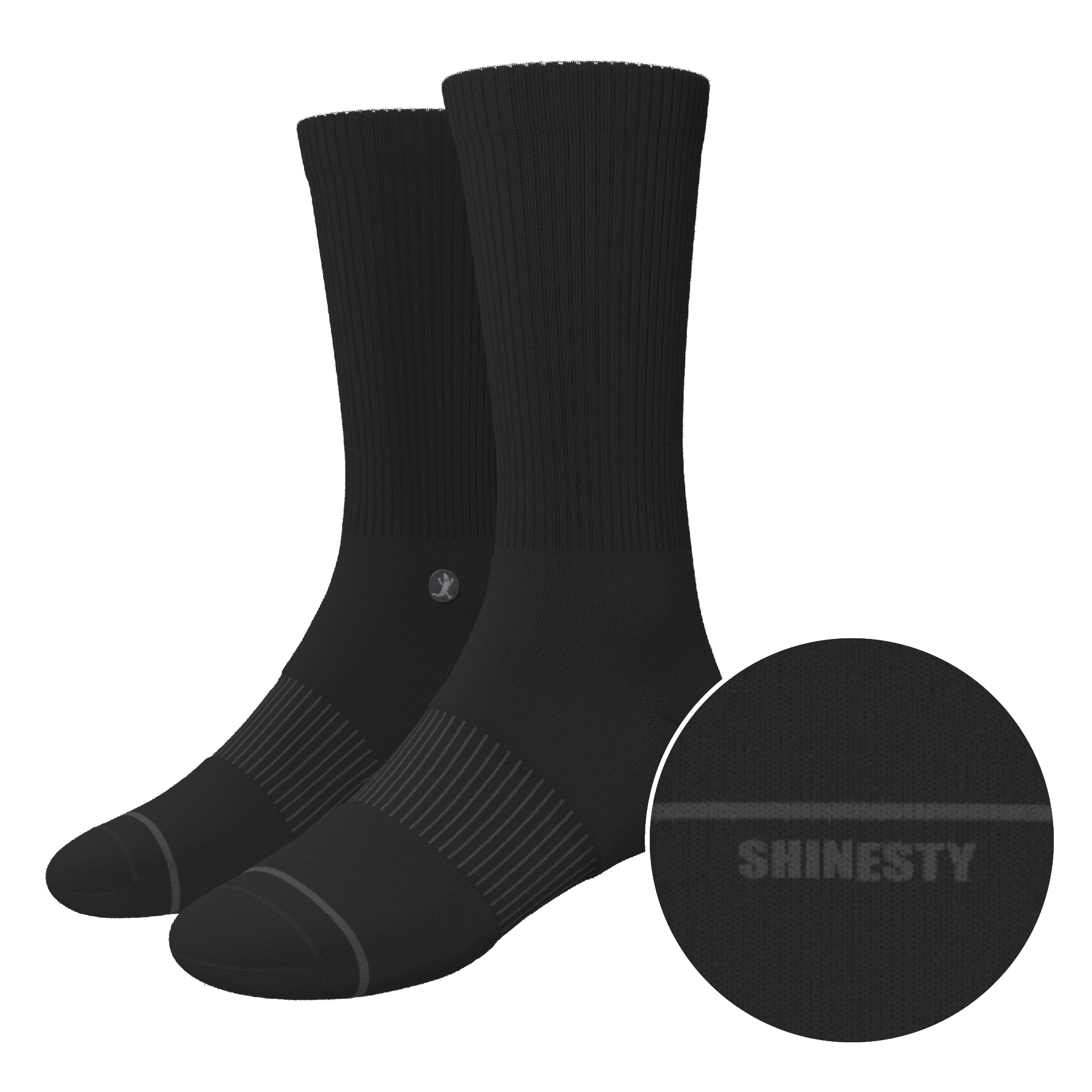 The Night Op | Plain Black Heel Hammock™ Crew Socks - Shinesty