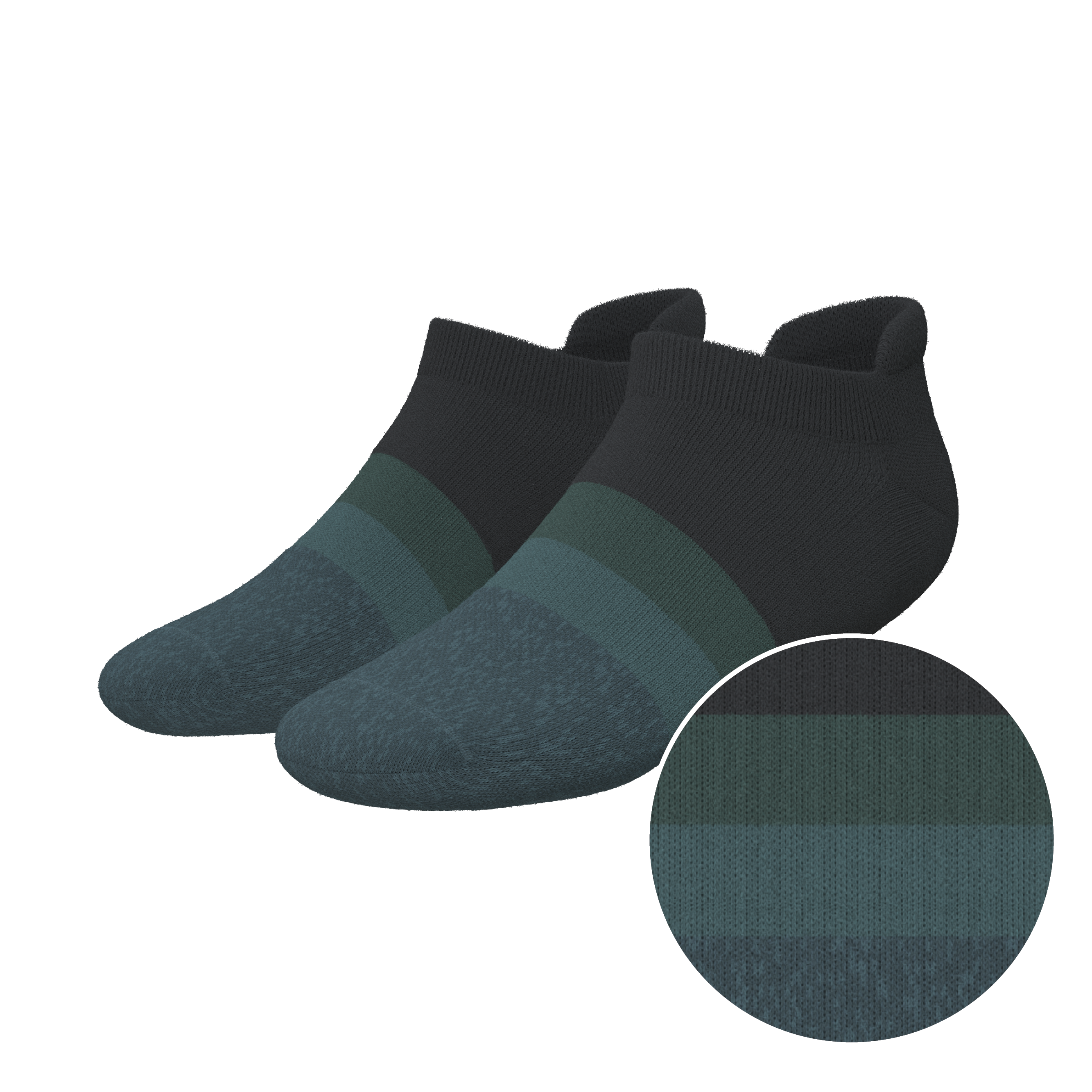 The Night Owl | Black and Teal Heel Hammock™ Ankle Socks - Shinesty