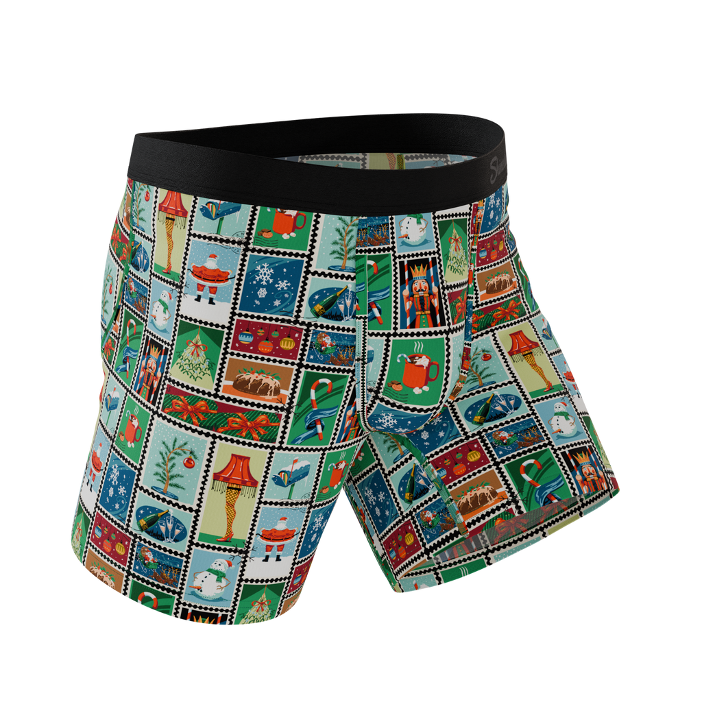 The North Pole Postage | Christmas Stamps Ball Hammock® Pouch Underwear - Shinesty