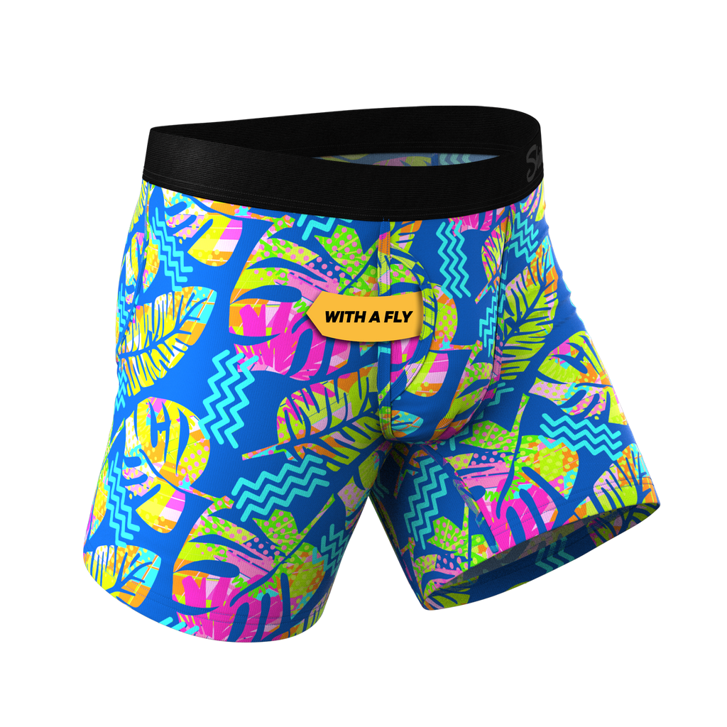 The Oahu Rendezvous | Tropical Leaves Ball Hammock® Pouch Underwear With Fly - Shinesty
