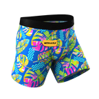 The Oahu Rendezvous | Tropical Leaves Ball Hammock® Pouch Underwear With Fly - Shinesty