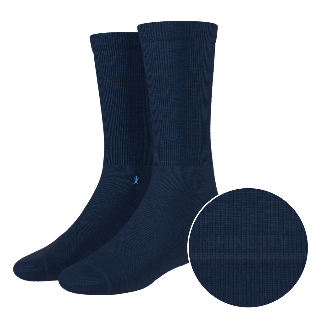 The Ocean Blue | Chambray Heather Heel Hammock™ Crew Socks - Shinesty