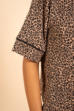 The Wild Cat | Leopard Print Women's Wide Leg Pajama Set - Shinesty
