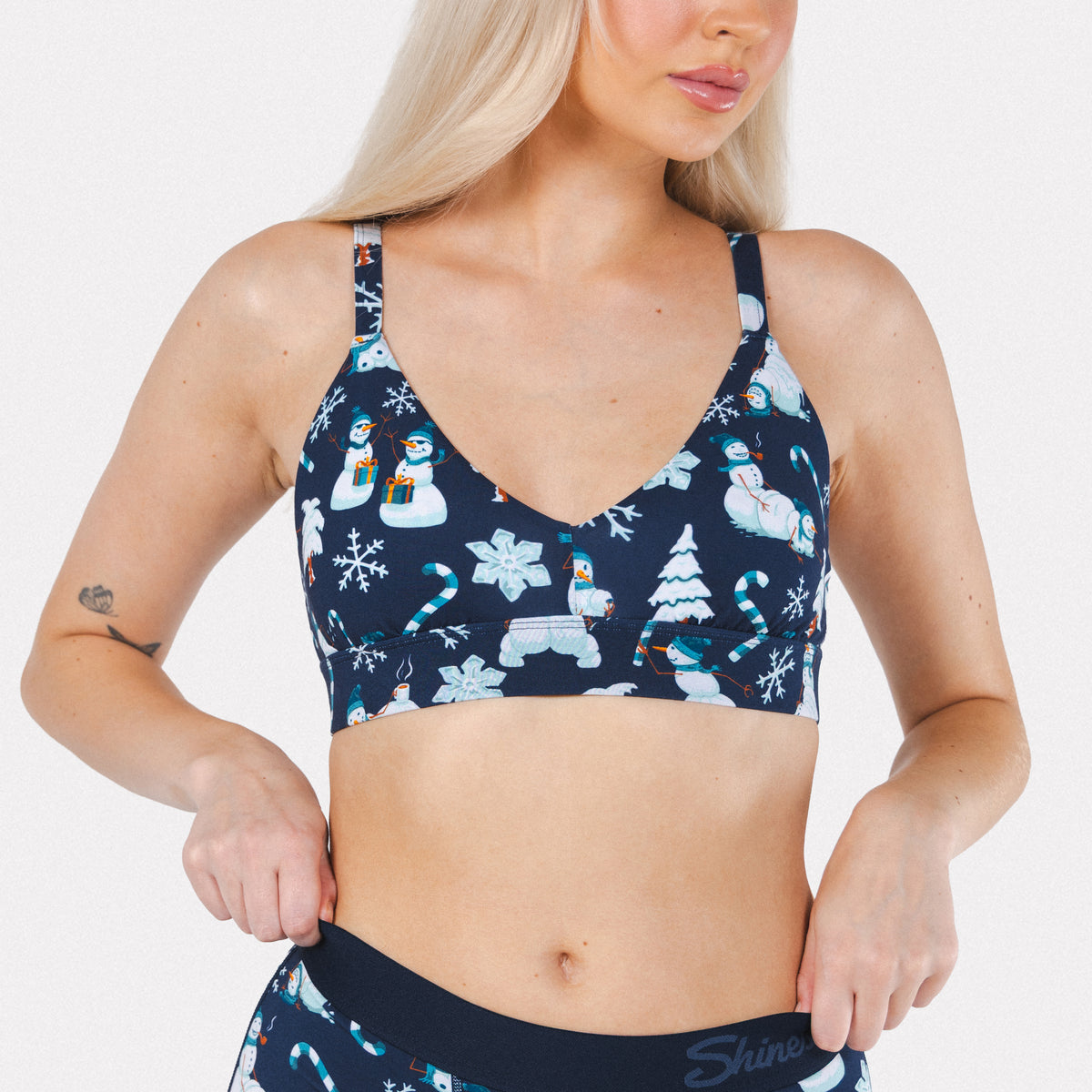 The Big Blizzard | Naughty Snowmen Boob Hammock™ Plunge Bralette - Shinesty