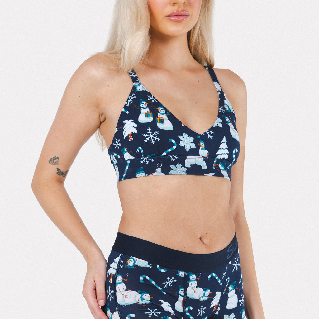 The Big Blizzard | Naughty Snowmen Boob Hammock™ Plunge Bralette - Shinesty