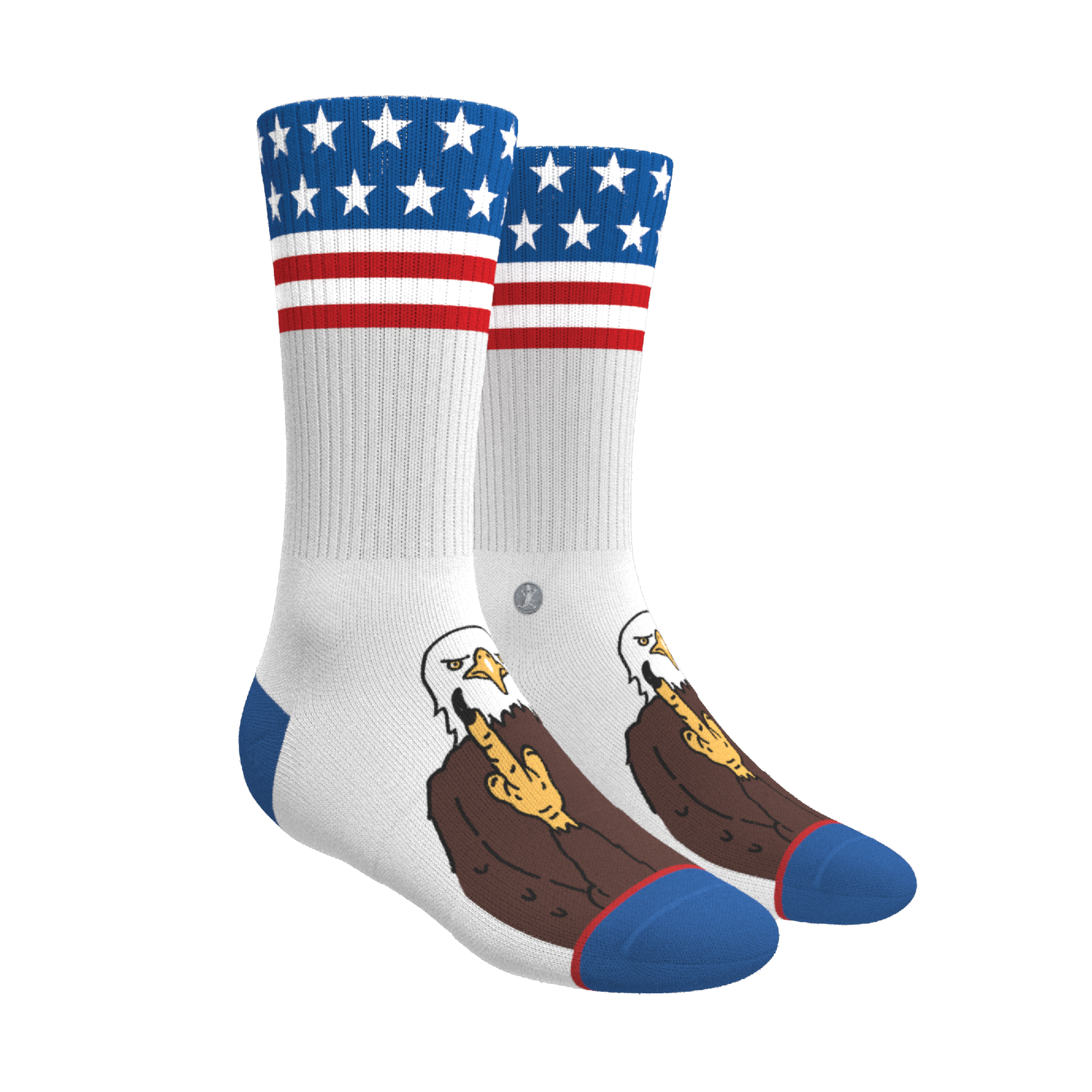 The One Finger Salute | American Flag Heel Hammock™ Crew Socks - Shinesty
