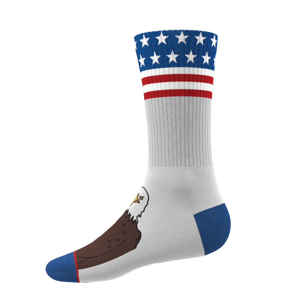 The One Finger Salute | American Flag Heel Hammock™ Crew Socks - Shinesty