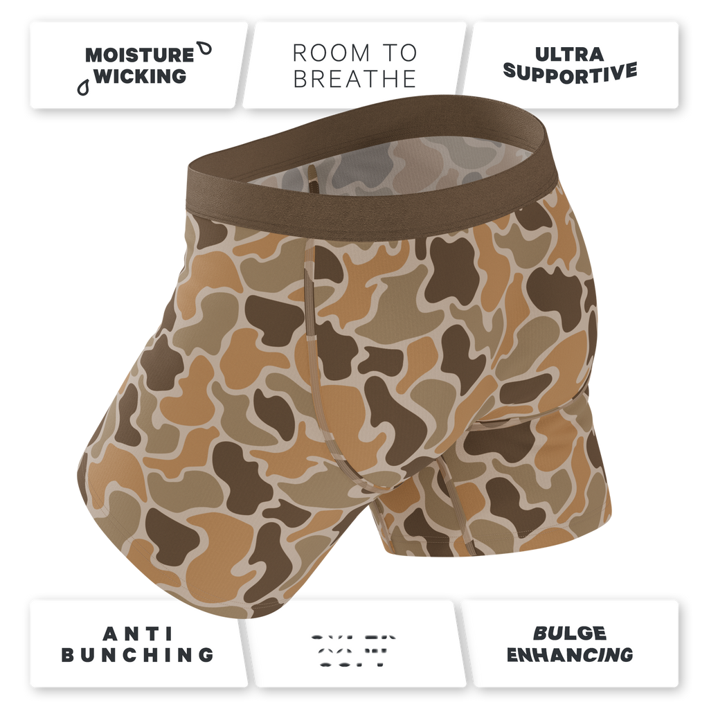 The Out Of Sight | Light Duck Camo Ball Hammock® Pouch Underwear With Fly - Shinesty