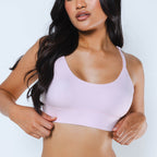 The Aphrodite | Light Pink Striped Boob Hammock™ Scoop Bralette - Shinesty