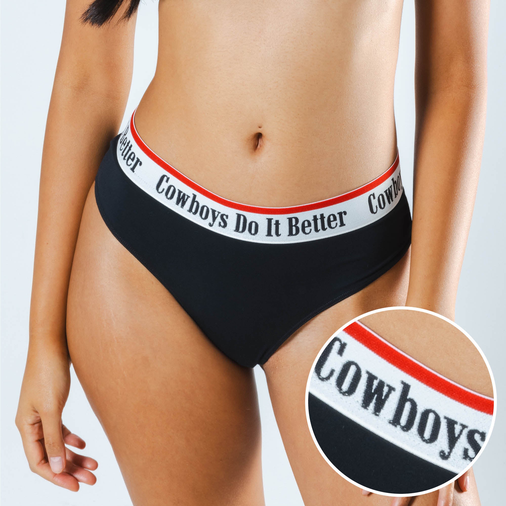 The Cowboys Do It Better | Black Shinesty x Diamond Cross Ranch Cheeky Underwear with Waistband - Shinesty