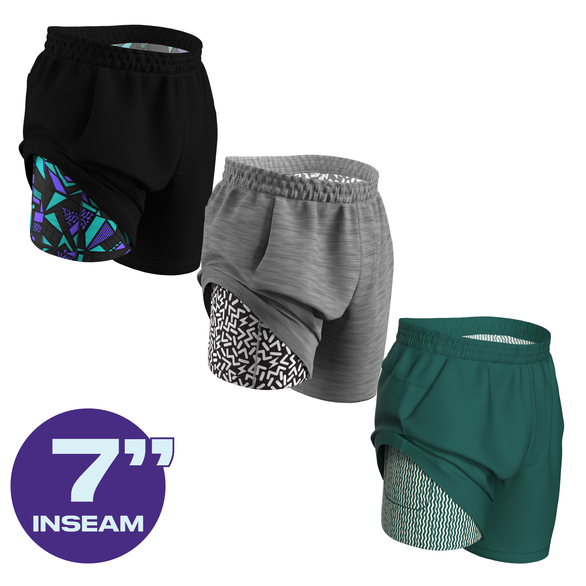 The PR | Ball Hammock® 7 Inch Athletic Shorts 3 Pack - Shinesty