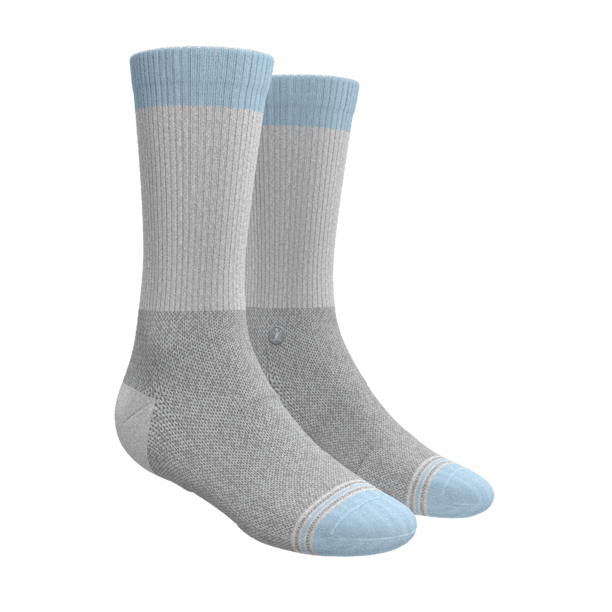 The Pacific Blue | Blue Grey Tri Color Block Heel Hammock™ Crew Socks 3 Pack - Shinesty