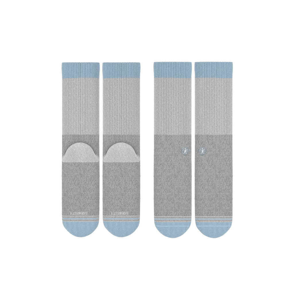 The Pacific Blue | Blue Grey Tri Color Block Heel Hammock™ Crew Socks 3 Pack - Shinesty