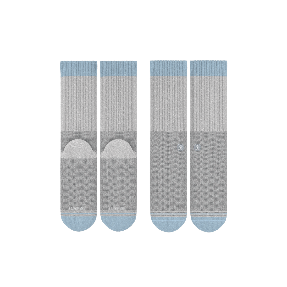 The Pacific Blue | Blue Grey Tri Color Block Heel Hammock™ Crew Socks 3 Pack - Shinesty