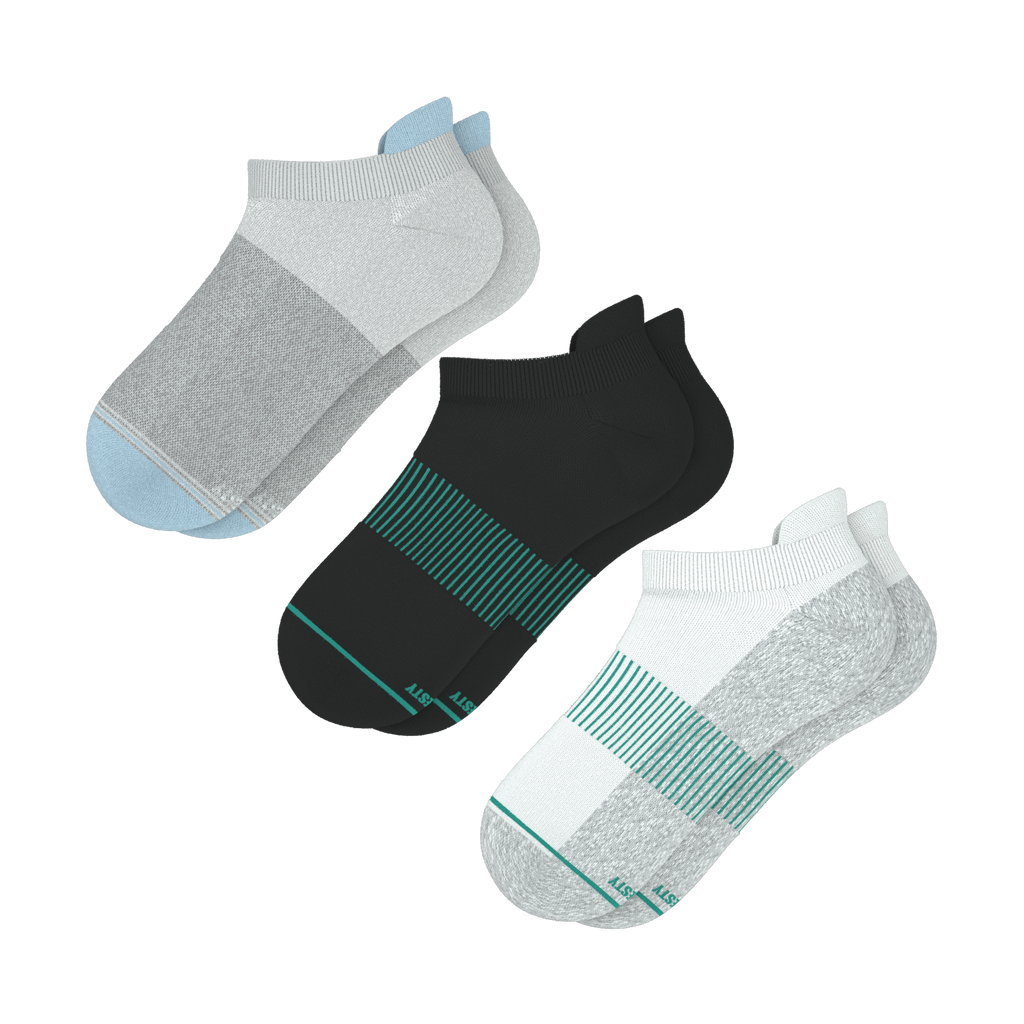 Versatile Solids Mix Pack | Blue Tri Color Block and Solids Heel Hammock™ Ankle Socks 3 Pack - Shinesty