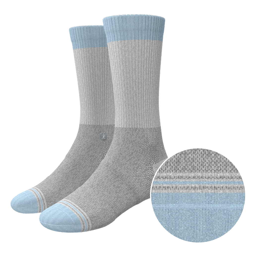 The Pacific Blue | Tri Color Block Heel Hammock™ Crew Socks - Shinesty