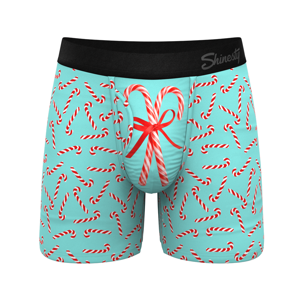 The Peppermint Pimp Canes | Candy Cane Ball Hammock® Pouch Underwear With Fly - Shinesty