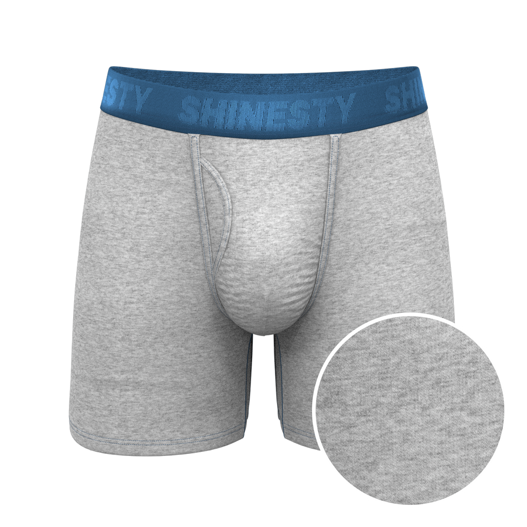 The Physical Education | Heather Grey and Blue Ball Hammock® Pouch Underwear With Fly - Shinesty