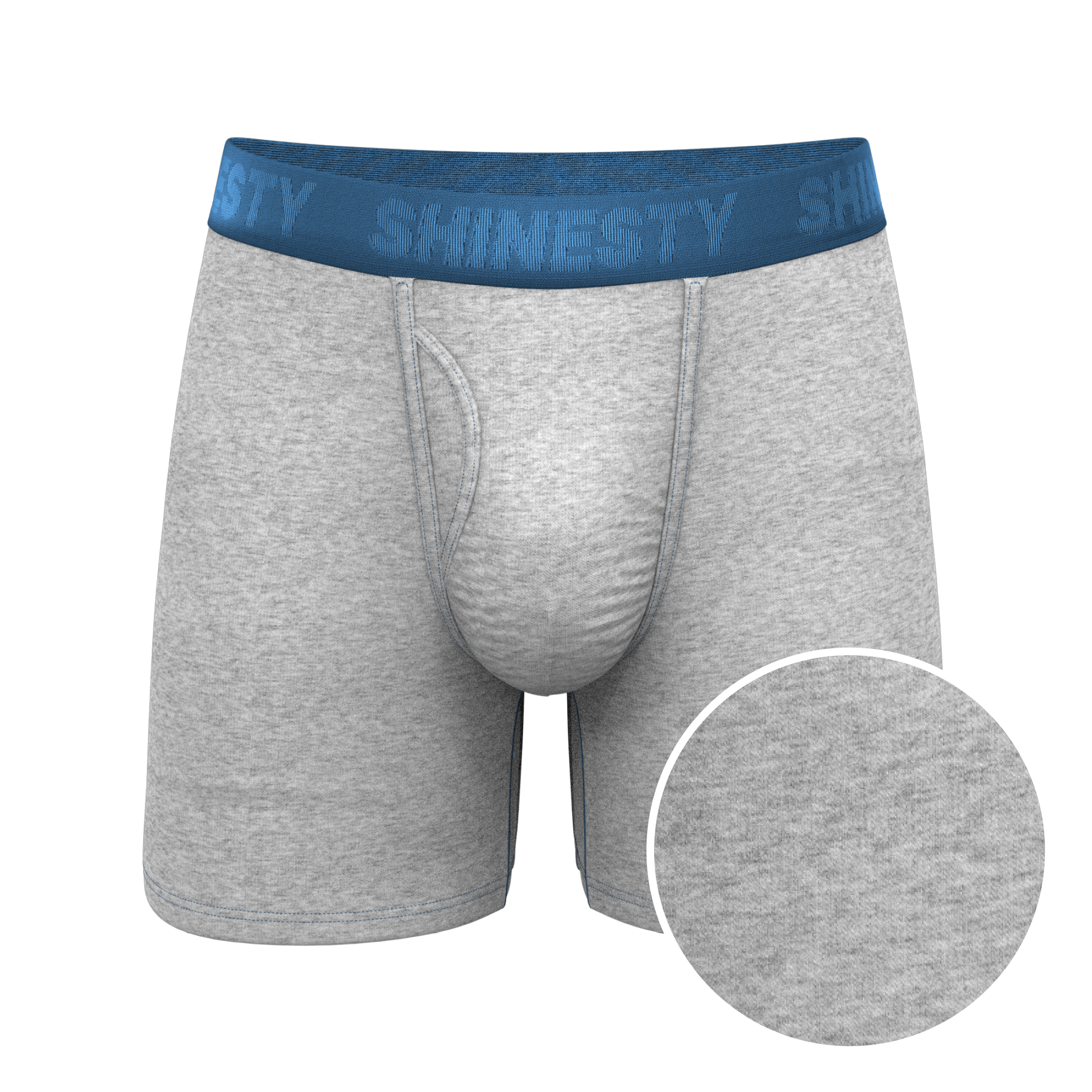 The Physical Education | Heather Grey and Blue Ball Hammock® Pouch Underwear With Fly - Shinesty
