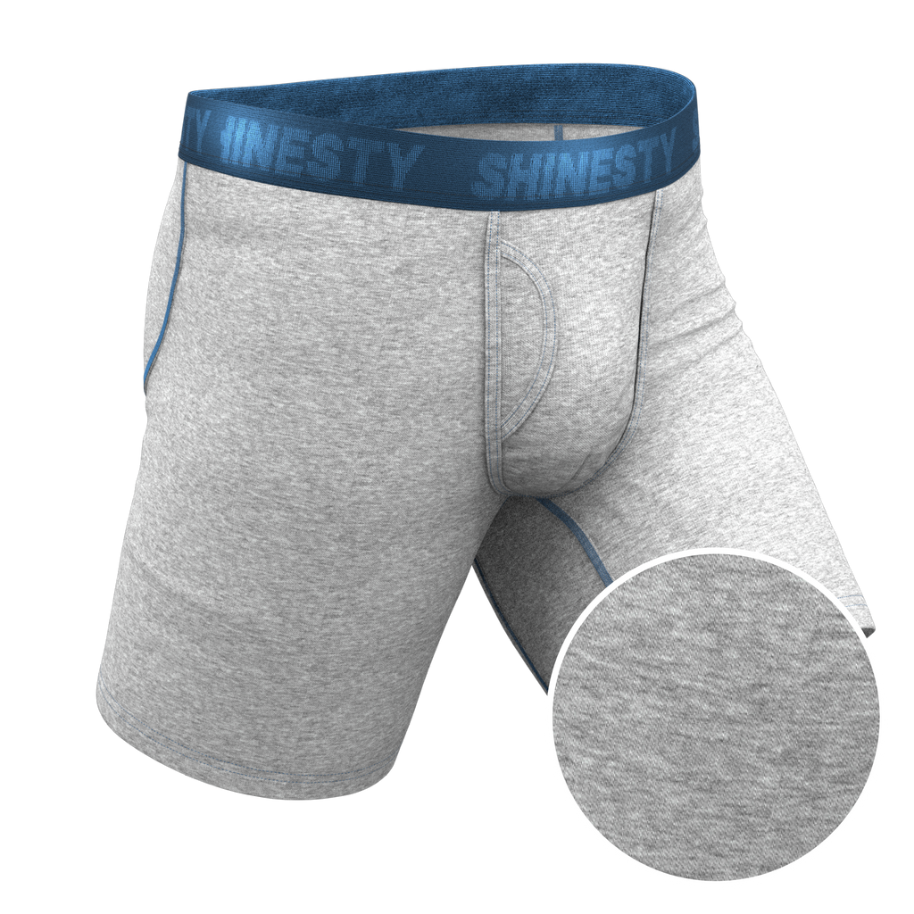 The Physical Education | Heather Grey and Blue Ball Hammock® Boxer - Long Leg - Shinesty