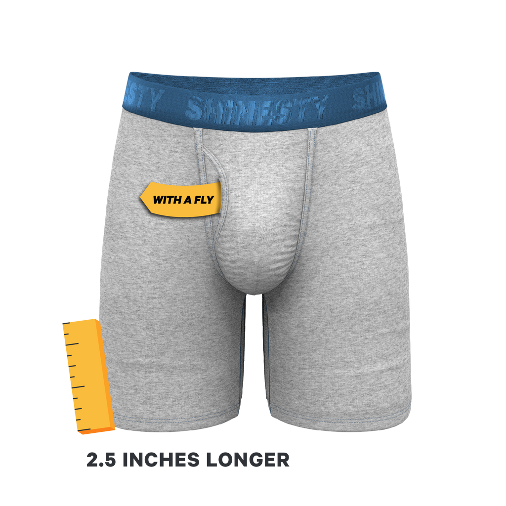 The Physical Education | Heather Grey and Blue Ball Hammock® Boxer - Long Leg - Shinesty