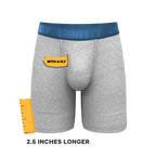 The Physical Education | Heather Grey and Blue Ball Hammock® Boxer - Long Leg - Shinesty