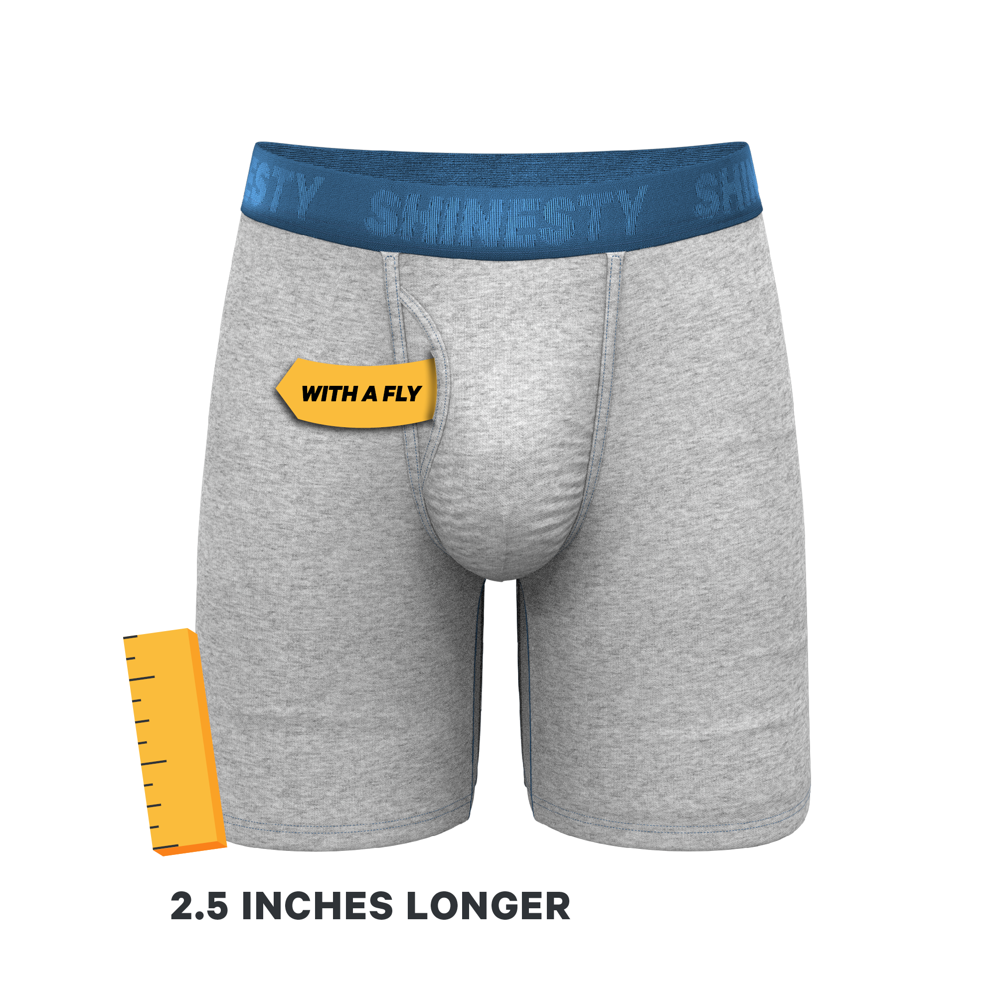 The Physical Education | Heather Grey and Blue Ball Hammock® Boxer - Long Leg - Shinesty