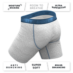 The Physical Education | Heather Grey and Blue Ball Hammock® Boxer - Long Leg - Shinesty
