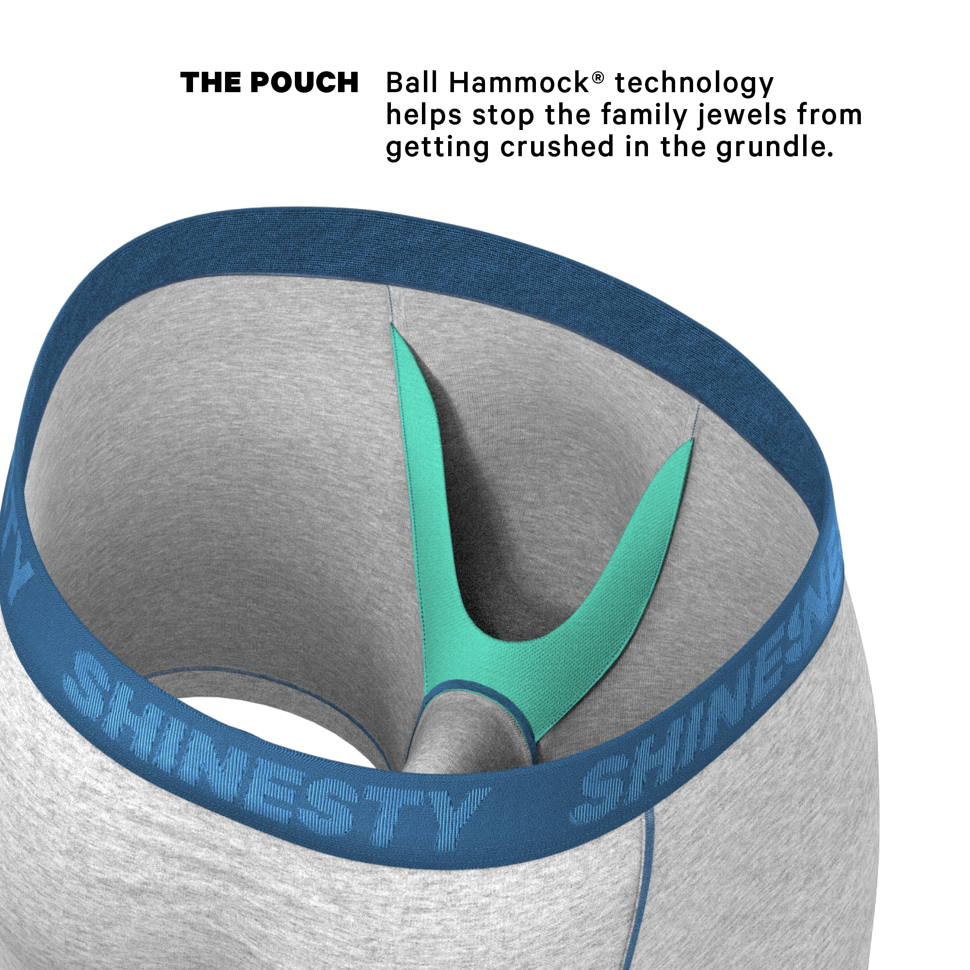 The Physical Education | Heather Grey and Blue Ball Hammock® Pouch Underwear - Shinesty