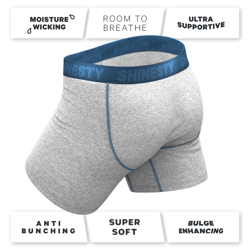 The Physical Education | Heather Grey and Blue Ball Hammock® Pouch Underwear - Shinesty