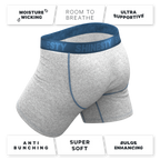 The Physical Education | Heather Grey and Blue Ball Hammock® Pouch Underwear - Shinesty