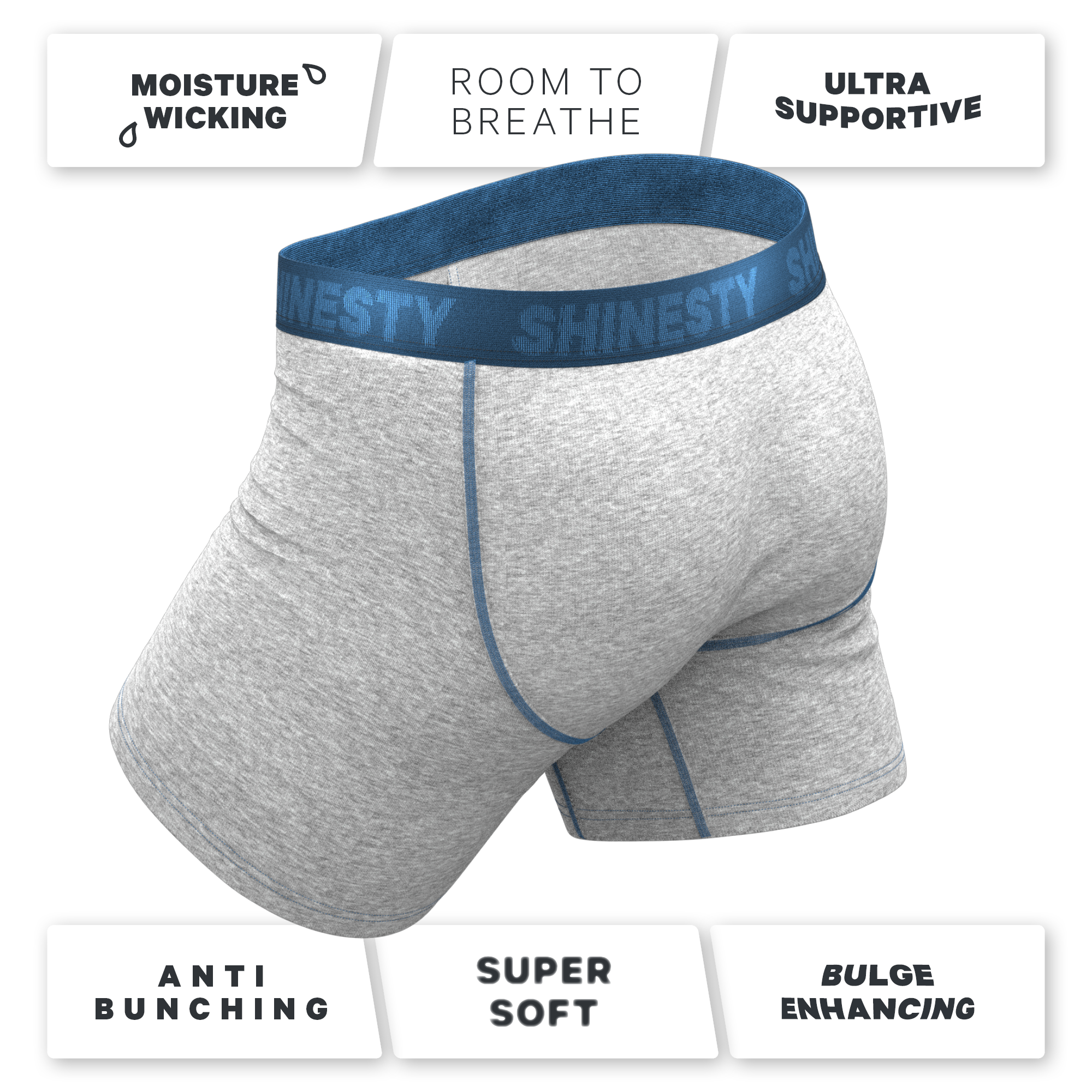 The Physical Education | Heather Grey and Blue Ball Hammock® Pouch Underwear - Shinesty