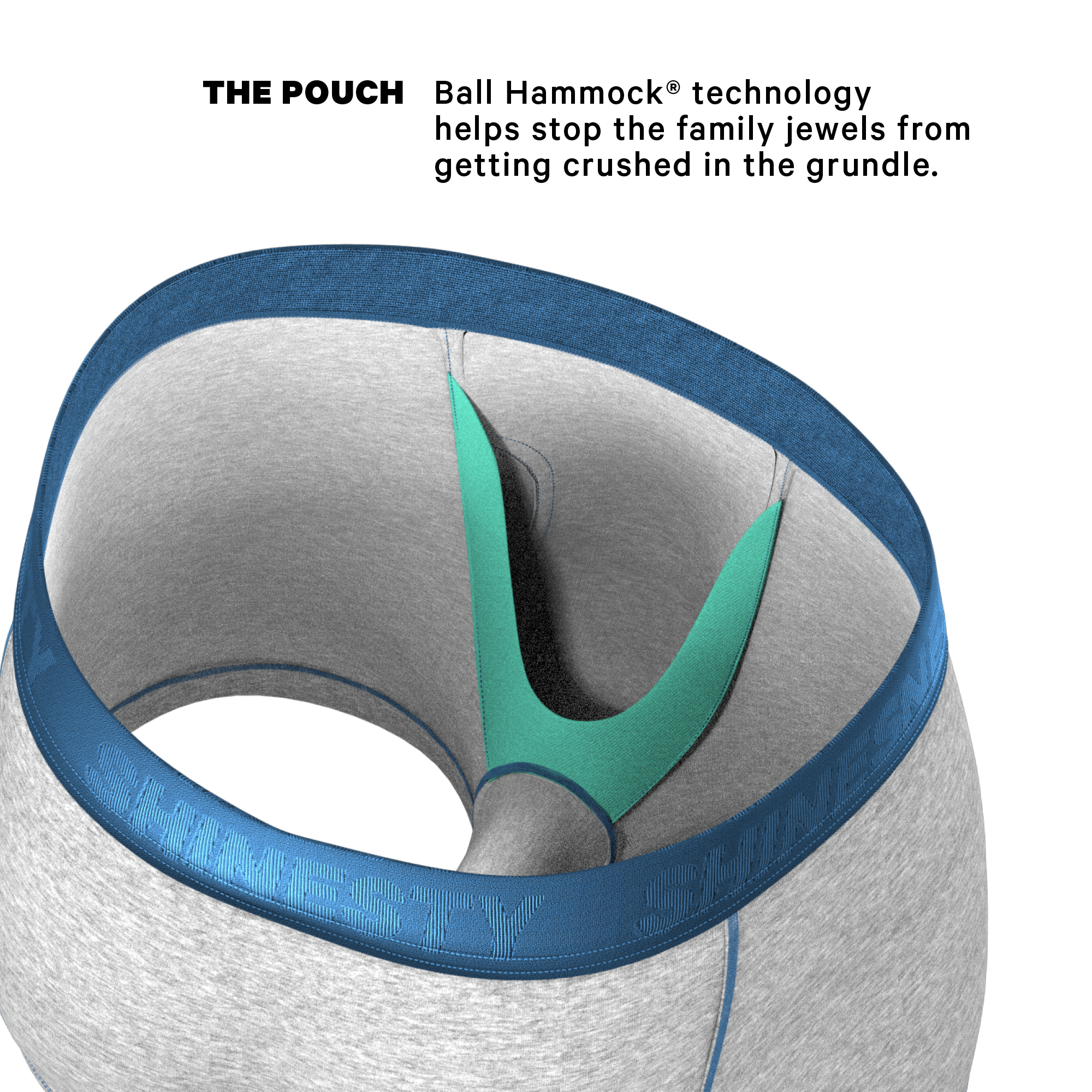 The Physical Education | Heather Grey and Blue Ball Hammock® Pouch Trunks Underwear - Shinesty