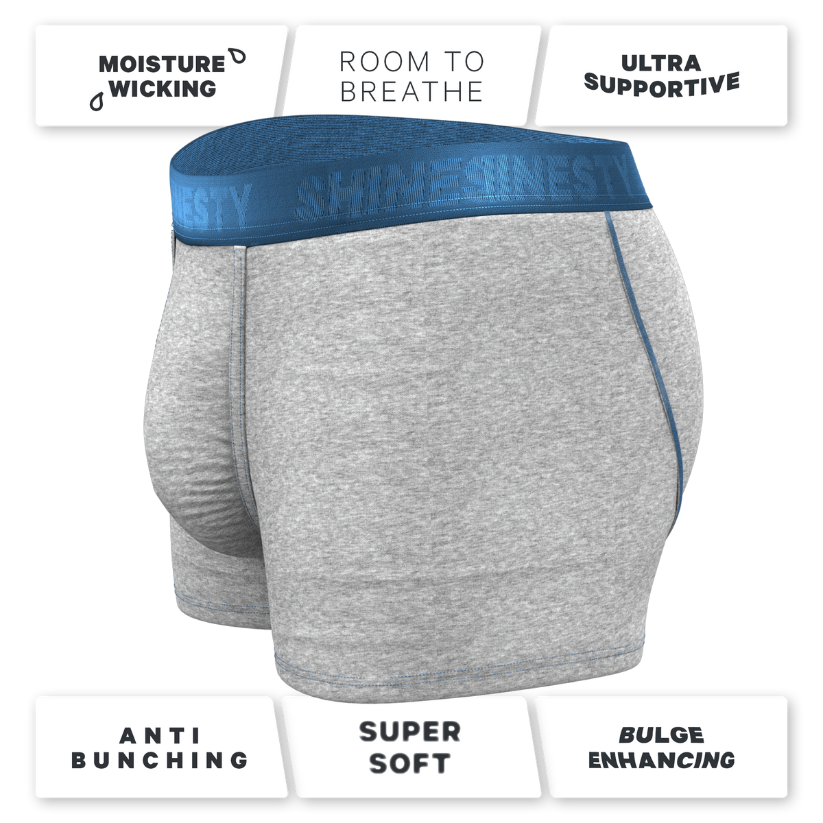 The Physical Education | Heather Grey and Blue Ball Hammock® Pouch Trunks Underwear - Shinesty