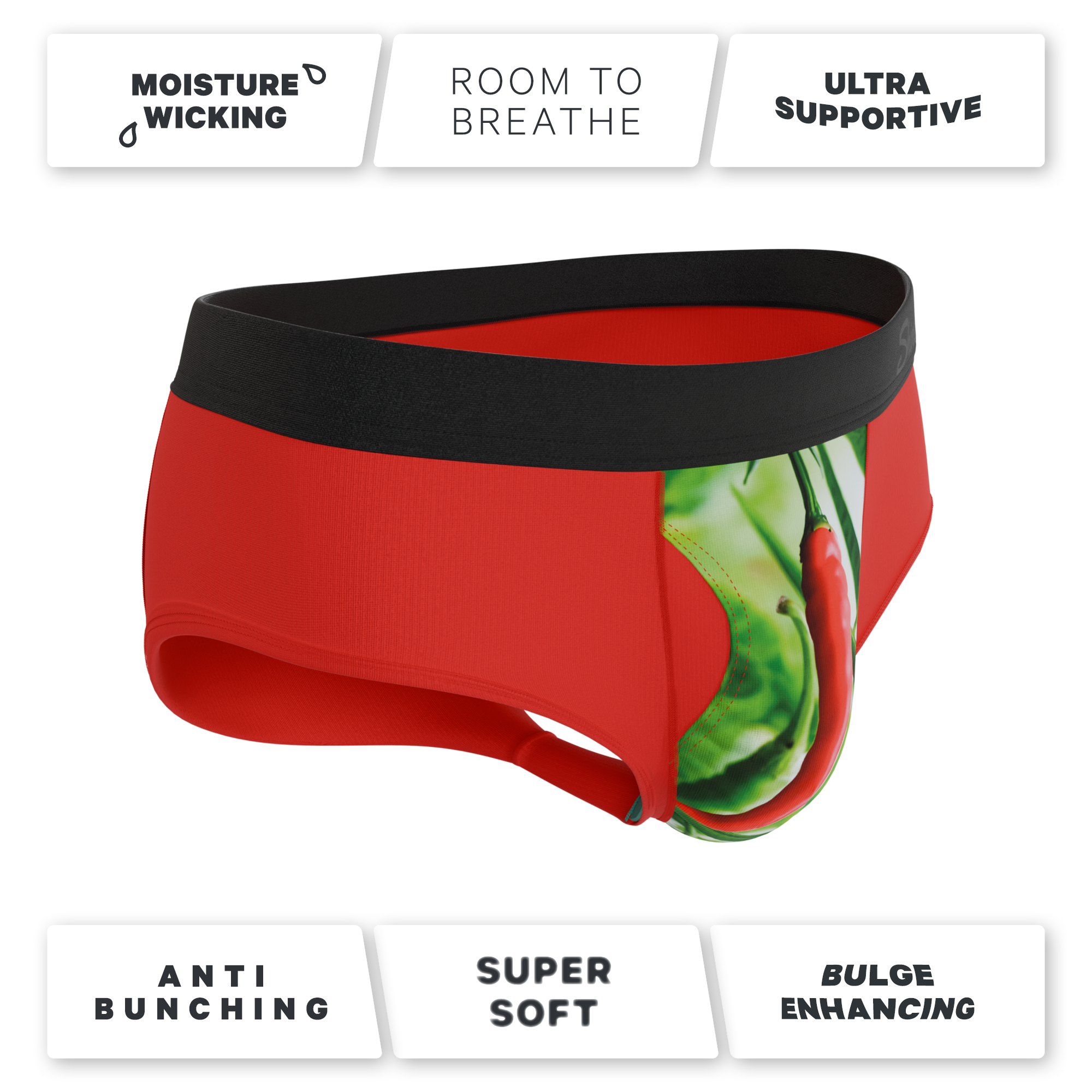 The Picante | Chili Pepper Ball Hammock® Pouch Underwear Briefs - Shinesty